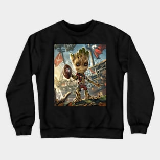 Groot Vs Atlanta Braves Majestic Maple Crewneck Sweatshirt